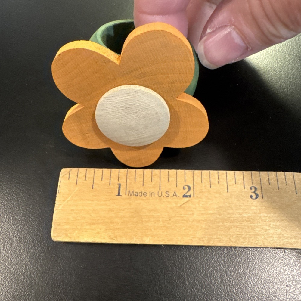 Set of 6 Floral Wooden Napkin Rings Daisy Flower Spring Summer Table Decor - Picture 5 of 7